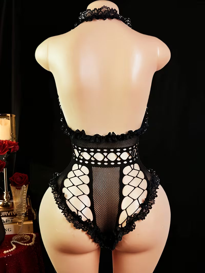 Body preto rendado, sem peito