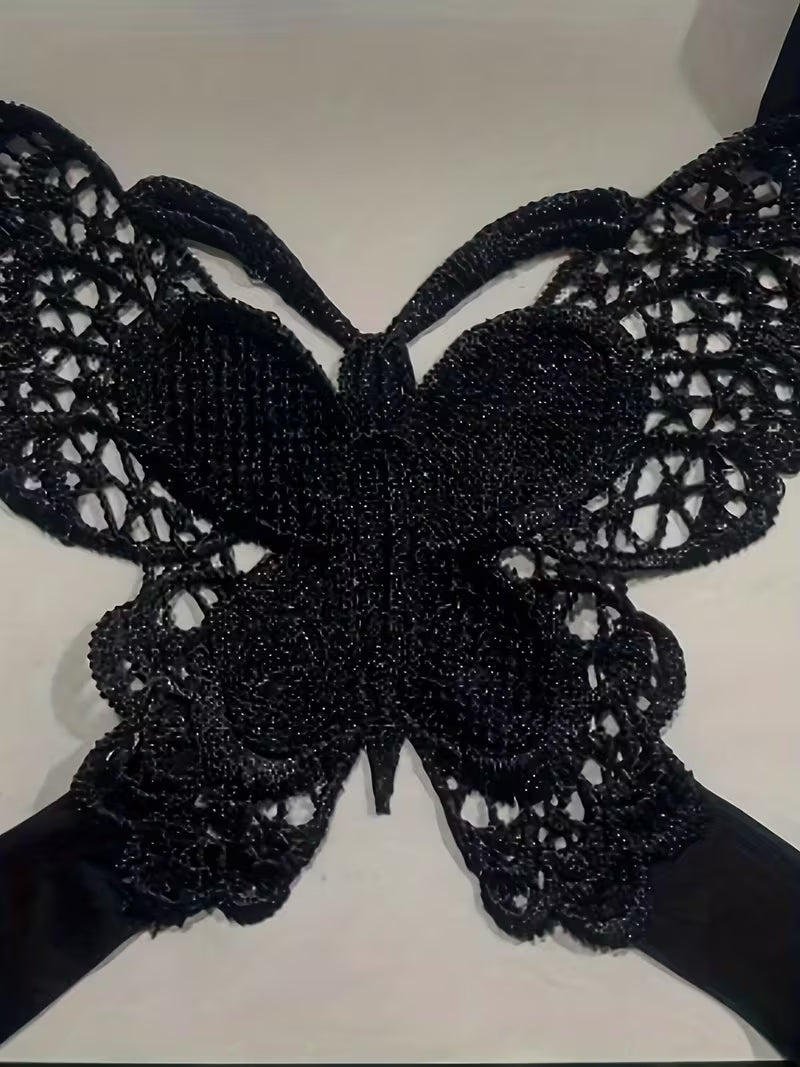 Top sem mangas elegante com estampa de borboleta para mulheres
