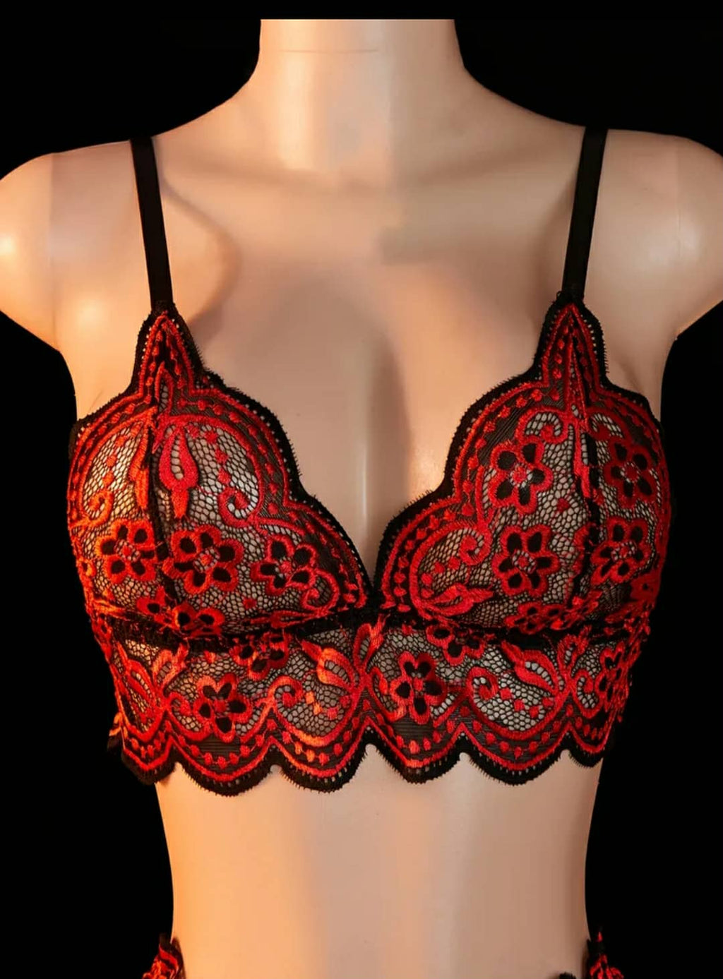 Conjunto sutiã e cueca vermelho rendado