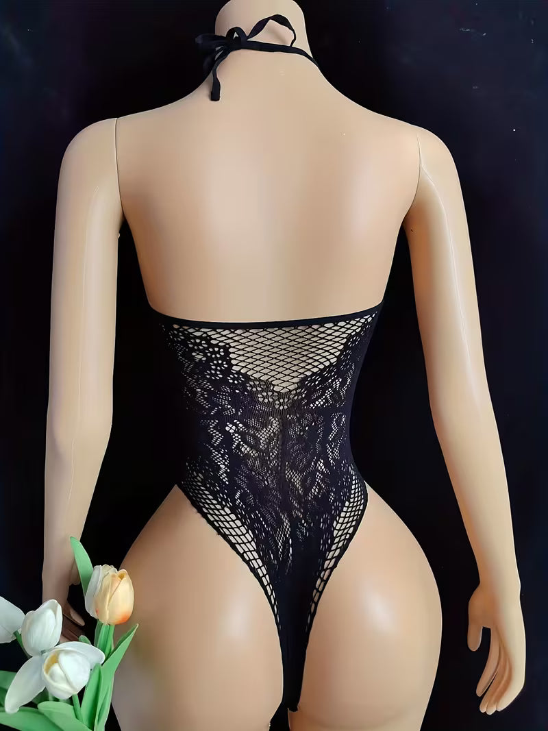 Body de Lingerie Sexy Preto Sem Mangas