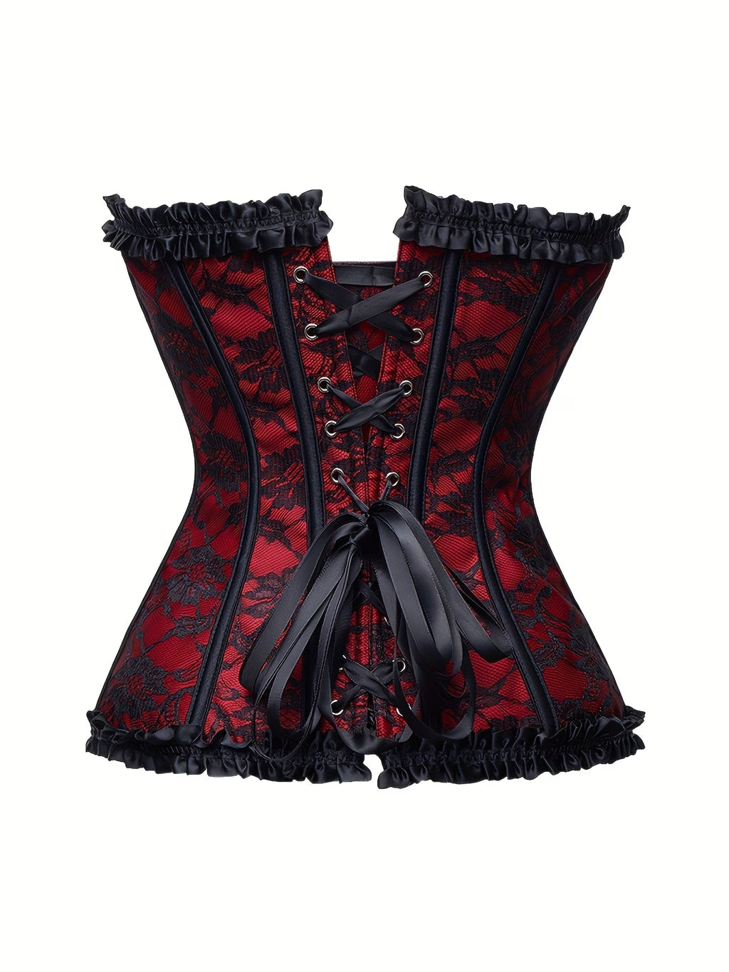 Top Bustier Inspirado no Estilo Vitoriano em Vermelho-Borgonha