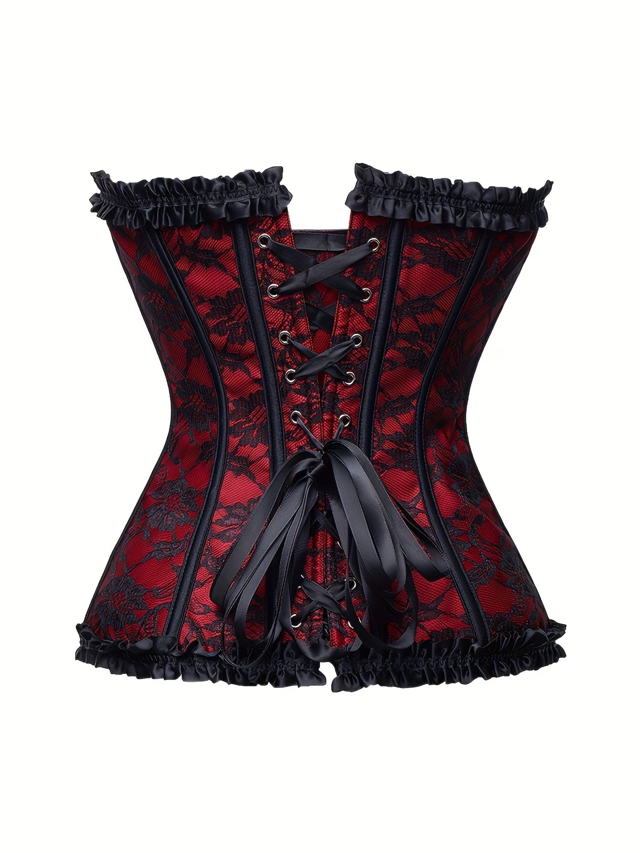 Top Bustier Inspirado no Estilo Vitoriano em Vermelho-Borgonha