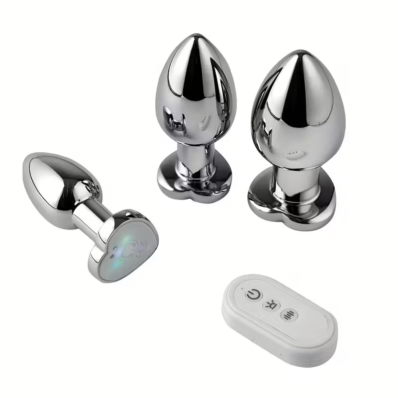 Plug Anal Vibratório Luminoso em Forma de Coração tamanho M